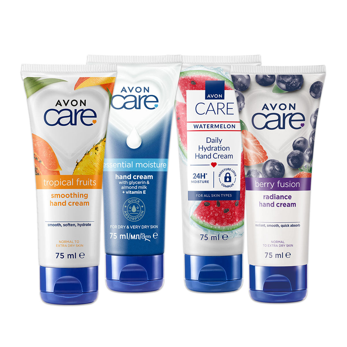 Hand Cream Pack of 4 (Blueberry - Essential Moisture - Tropical - Watermelon)